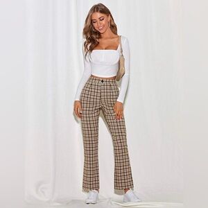 SHEIN EZwear Plaid Straight Leg Pants